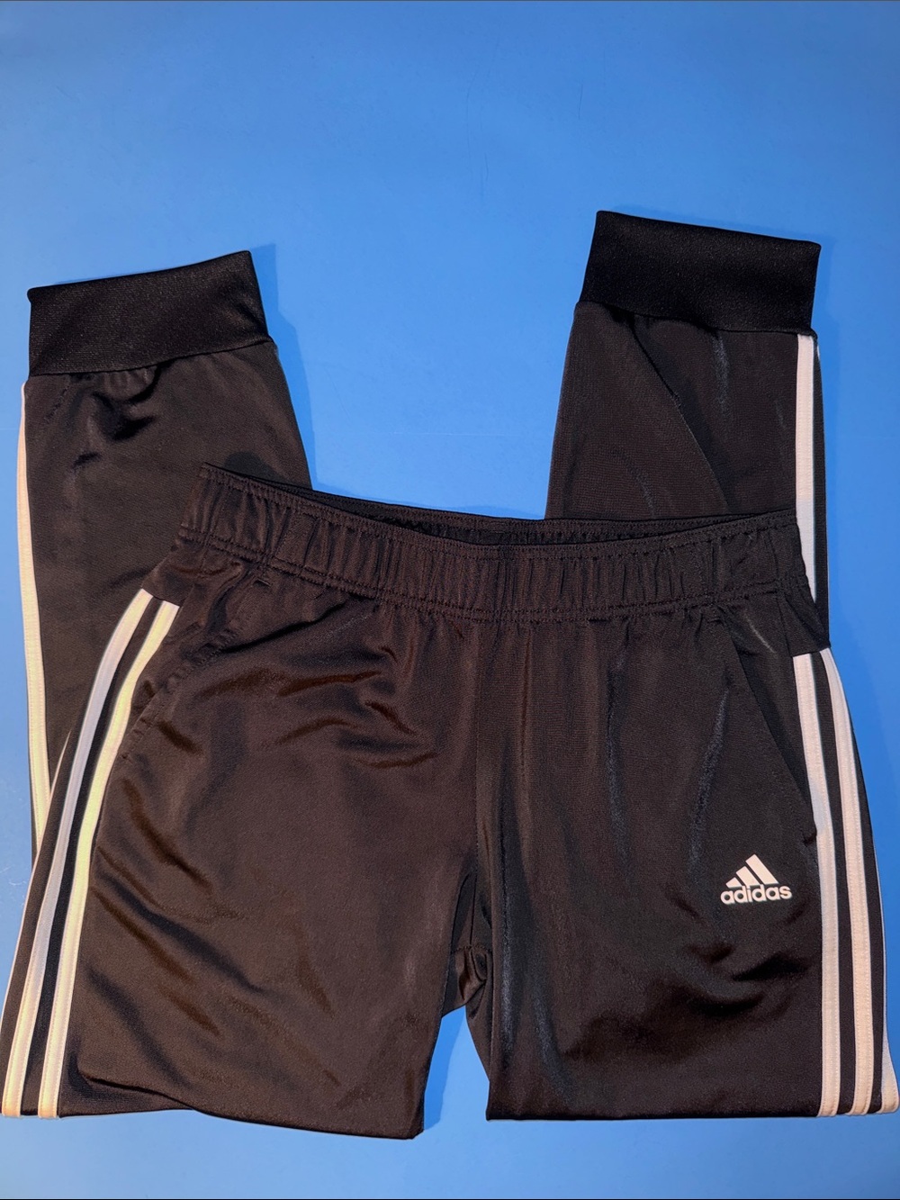 adidas Black Track Pants with White Stripes
